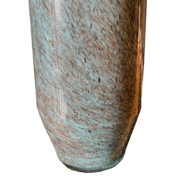 Large West Elm Hand Blown Heavy Nemo Glass Vase In Blue & Bronze 15" - Picture 13 of 16
